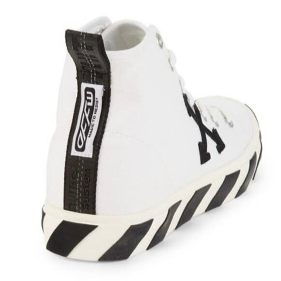 Off-White Vulcanized Logo Mid Top Sneakers‎ White Black Designer Streetwear main image 11